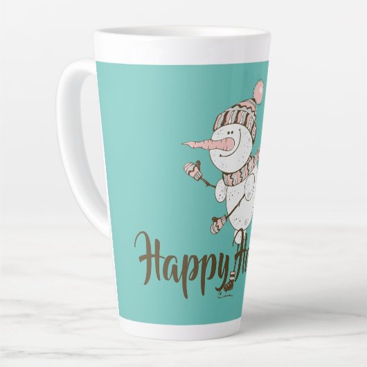 Whimsical Ice Skating Snowman Latte Mok (Linkerhoek)
