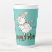Whimsical Ice Skating Snowman Latte Mok (Voorkant)