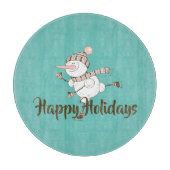 Whimsical Ice Skating Snowman  Snijplank (Voorkant)