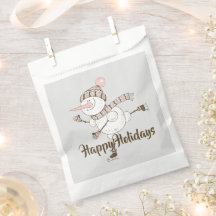 Whimsical Ice Skating Snowmen