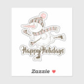 Whimsical Ice Skating Snowmen Car Decal Sticker (Vel)
