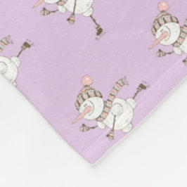 Whimsical Ice Skating Snowmen op Paars Fleece Deken