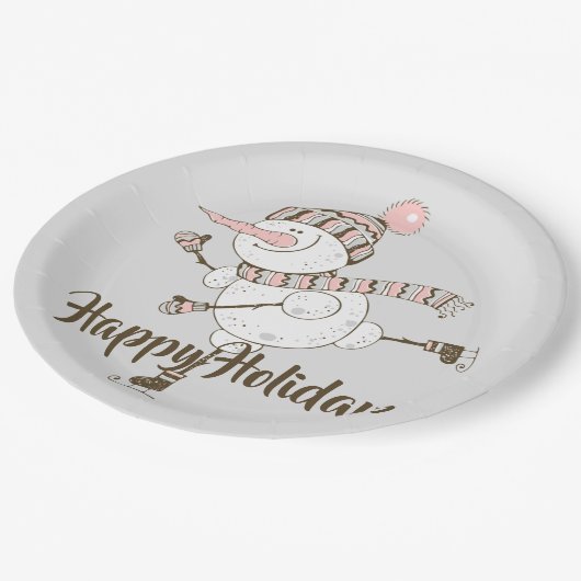 Whimsical Ice Skating Snowmen Papieren Bordje (Gekanteld)