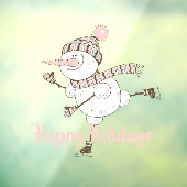 Whimsical Ice Skating Snowmen Raamsticker (Vel 3)
