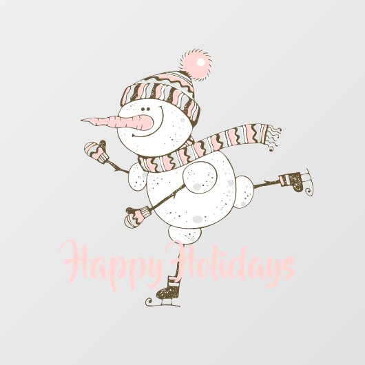 Whimsical Ice Skating Snowmen Raamsticker (Vel)