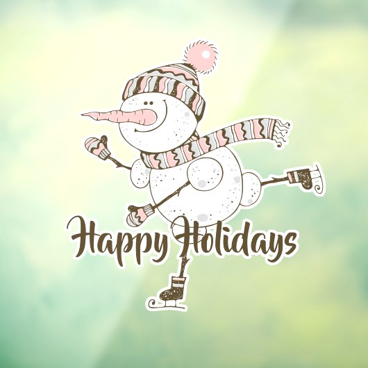Whimsical Ice Skating Snowmen  Raamsticker (Vel 3)