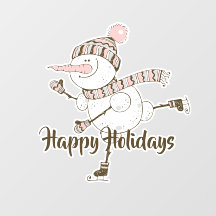 Whimsical Ice Skating Snowmen 