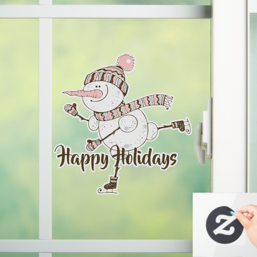 Whimsical Ice Skating Snowmen  Raamsticker (Huis)