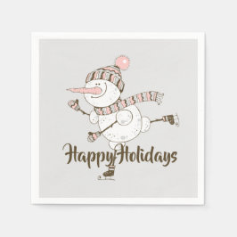Whimsical Ice Skating Snowmen Servet