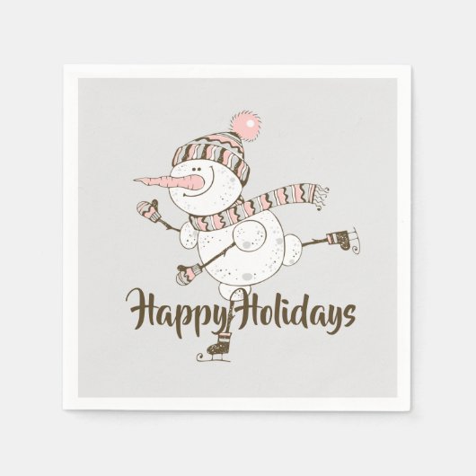 Whimsical Ice Skating Snowmen Servet (Voorkant)