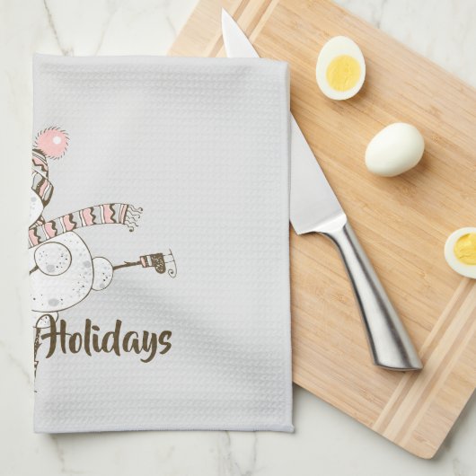 Whimsical Ice Skating Snowmen Theedoek (Quarter Fold)