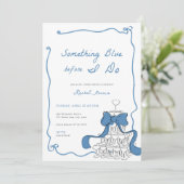 Whimsical Iets Blauw Bruids Douche Uitnodiging (Staand voorkant)