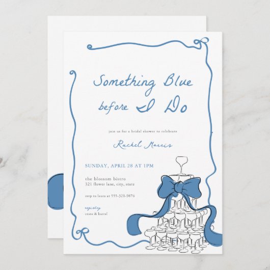 Whimsical Iets Blauw Bruids Douche Uitnodiging (Voorkant / Achterkant)