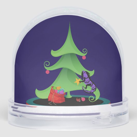 Whimsical Iguana Oh Christmas Tree Sneeuwbol (Achterkant)