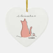 Whimsical Ik hou van katten Silhouet Aangepaste na Keramisch Ornament (Voorkant)