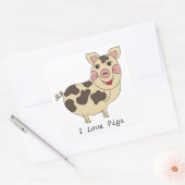 Whimsical Ik hou van varkens Vierkante Sticker (Envelop)