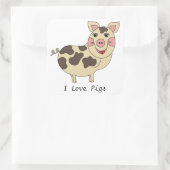 Whimsical Ik hou van varkens Vierkante Sticker (Tas)