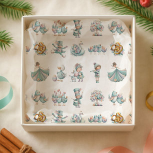 Whimsical Illustratie 12 dagen kerstpatroon Tissuepapier