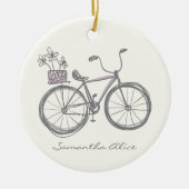 Whimsical-illustratie Lila grijze aangepaste illus Keramisch Ornament (Voorkant)