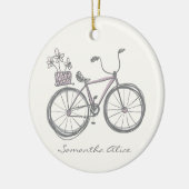 Whimsical-illustratie Lila grijze aangepaste illus Keramisch Ornament (Links)