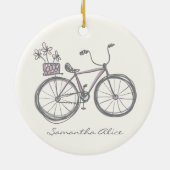 Whimsical-illustratie Lila grijze aangepaste illus Keramisch Ornament (Achterkant)