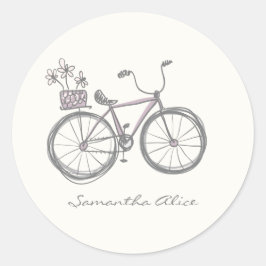 Whimsical-illustratie Lila grijze aangepaste illus Ronde Sticker
