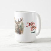 Whimsical illustratie rendier mos groen koffiemok (Voorkant rechts)