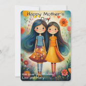 Whimsical illustratie van twee meisjes Moederdag (Voorkant)