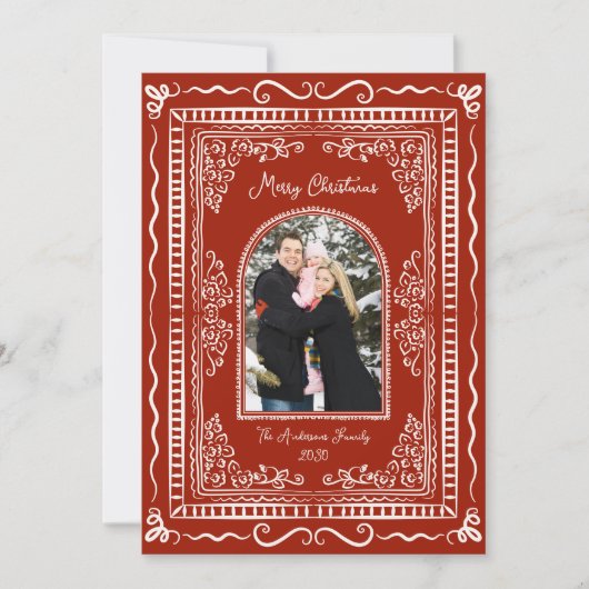 Whimsical Illustrative Christmas Five Photo Feestdagenkaart (Voorkant)