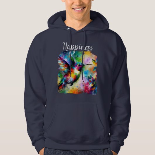 Whimsical Impressionistic Happiness Hummingbird Hoodie (Voorkant)