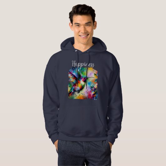 Whimsical Impressionistic Happiness Hummingbird Hoodie (Voorkant volledig)