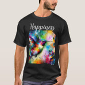 Whimsical Impressionistic Happiness Hummingbird T-shirt (Voorkant)
