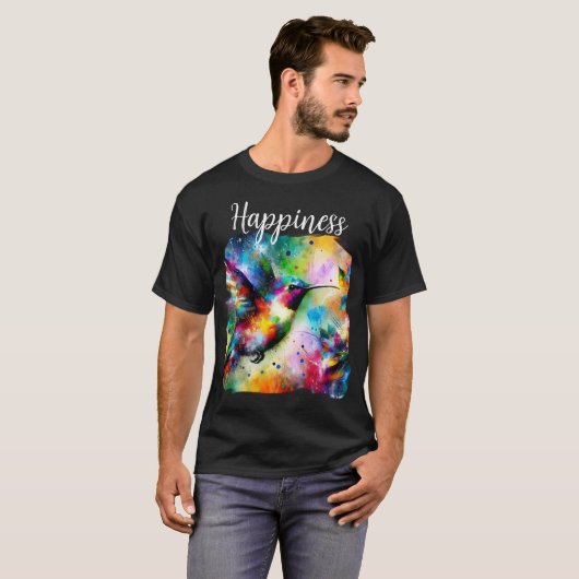 Whimsical Impressionistic Happiness Hummingbird T-shirt (Voorkant volledig)