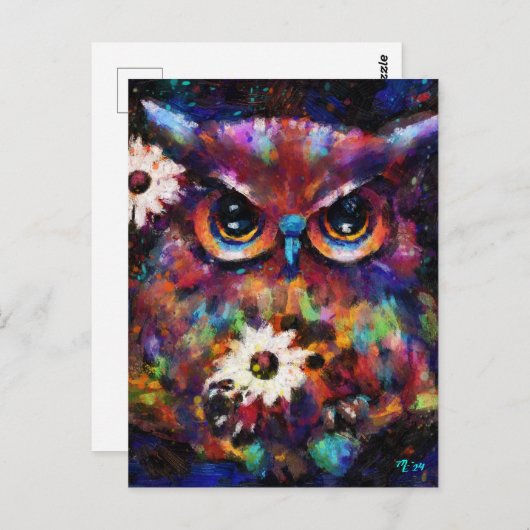 Whimsical Impressionistisch Bloemenuil Schilderij Briefkaart (Voorkant / Achterkant)