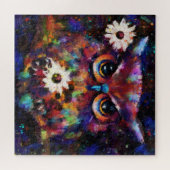 Whimsical Impressionistisch Bloemenuil Schilderij Legpuzzel (Horizontaal)