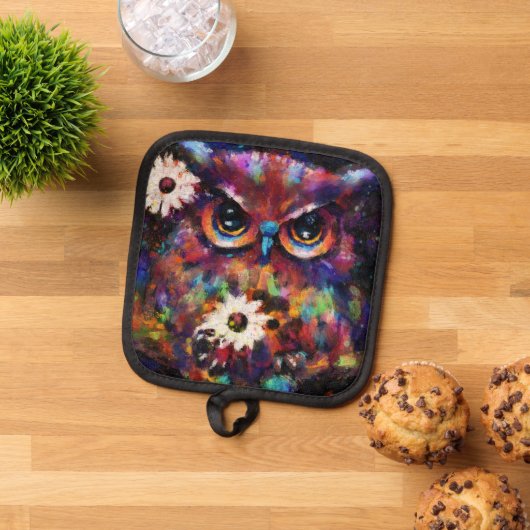 Whimsical Impressionistisch Bloemenuil Schilderij Pannenlap (Top down)