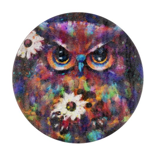 Whimsical Impressionistisch Bloemenuil Schilderij Snijplank (Voorkant)