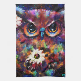 Whimsical Impressionistisch Bloemenuil Schilderij Theedoek