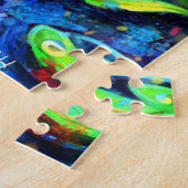 Whimsical Impressionistische Bloemen Kikker Schild Legpuzzel (Zijkant)