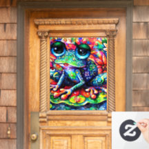 Whimsical Impressionistische Bloemen Kikker Schild