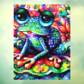 Whimsical Impressionistische Bloemen Kikker Schild Raamsticker (Vel 3)