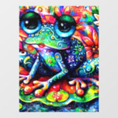 Whimsical Impressionistische Bloemen Kikker Schild Raamsticker (Vel)