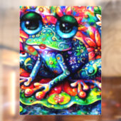 Whimsical Impressionistische Bloemen Kikker Schild Raamsticker (Vel 2)
