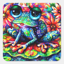 Whimsical Impressionistische Bloemen Kikker Schild