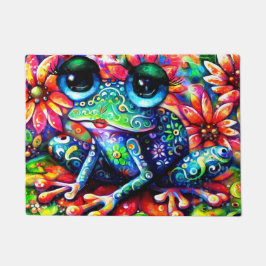 Whimsical Impressionistische Bloemenkikker Groen B Deurmat