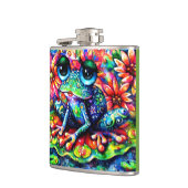 Whimsical Impressionistische Bloemenkikker Groen B Heupfles (Links)