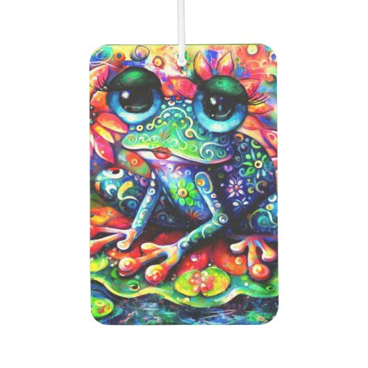 Whimsical Impressionistische Bloemenkikker Groen B Luchtverfrisser (Voorkant)