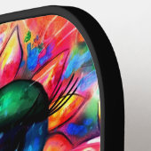 Whimsical Impressionistische Bloemenkikker Groen B Pickleball Paddle (Links Detail)