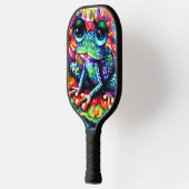 Whimsical Impressionistische Bloemenkikker Groen B Pickleball Paddle (Links)