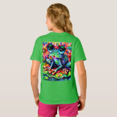 Whimsical Impressionistische Bloemenkikker Groen B T-shirt (Achterkant volledig)